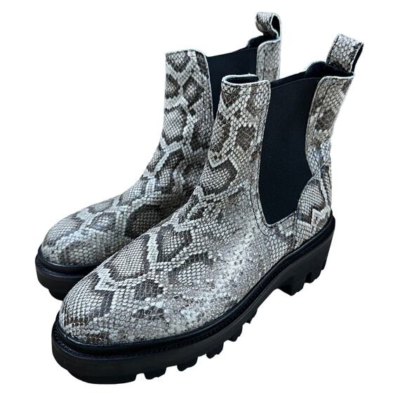 Allsaints NWOB Billie Snake Print Leather Chelsea Platform Boots Size 39 (US 9) - Picture 4 of 7